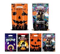 80 PCS Halloween Candy Treat Bag, Cookie Sweet Treat Bags, Handle Reusable Gift Bags, Pastry Snacks Goodies Gifts Bag, Small Sweet Bag for Halloween party favor Supplies