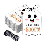 80 Pcs Halloween Ghost Tags with String for Boo Baskets - You've Been Booed Gift Tags for Trick or Treat Bags, Spooky Halloween Favor Tags for Classroom, Neighbor, Party Candy Wrapping Decorations