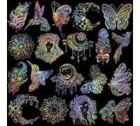 80 PCS Holographic Stickers, Glitter Clear Resin Sticker Decals for Scrapbooking Trash Journaling Bullets Laptops Water Bottle Paper Crafts