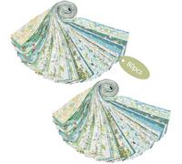80 Pcs Jelly Roll Fabric Cotton Precut Strips 6.5 x 50cm Quilting Fabric Bundle 20 Patterns Soft Patchwork Strips for Sewing Crafts DIY(Green)