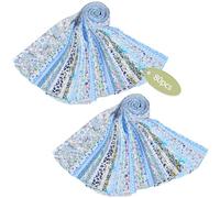 80 Pcs Jelly Roll Fabric Cotton Precut Strips 6.5 x 50cm Quilting Fabric Bundle 20 Patterns Soft Patchwork Strips for Sewing Crafts DIY(Blue)
