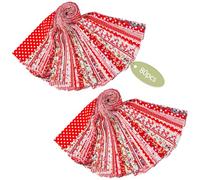 80 Pcs Jelly Roll Fabric Cotton Precut Strips 6.5 x 50cm Quilting Fabric Bundle 20 Patterns Soft Patchwork Strips for Sewing Crafts DIY(Red)