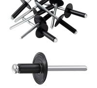 80 Pcs Large Flange Rivets Kit, M4.8 x 13mm Pop Blind Rivets Set | Black Aluminum Blind Rivet Assortment, Rivets For Metal, Plastic Wood Sheet Mounting, DIY (M4.8 x 13)