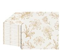 80 Pcs Lineflower Themed Napkins - Decorativ Floral 6.5x6.5 Inch Disposable Paper Luncheon Napkins for Wedding, Birthday, Bridal Shower, Garden Party, Bathroom Hand Towels