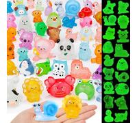 80 Pcs Luminous Mini Resin Animals 80 Styles Tiny Little Glow in The Dark Animal Figures to Hide Miniature Ducks Figurines for Party Favors DIY Fairy Garden Dollhouse Micro Landscape Aquarium Decor