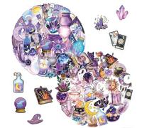 80 PCS Magic Witch Holographic Stickers for Journaling, Waterproof PET Transparent Glitter Stickers for Adults, Cool Aesthetic Laptop, Phone, Kindle Fantasy Scrapbooking Sticker