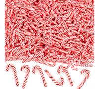 80 Pcs Mini Christmas Candy Canes for Crafts, Plastic Christmas Cane Miniatures, Fake Xmas Candy Canes Decorations for DIY Xmas Tree, Gifts, Cake (Red & White)