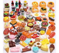 80 PCS Mini Food, Miniverse Make it Mini Food, Miniature Food Drink Mixed Resin Mini Pretend Foods Play, Miniature Food, Food Drink Bottles Pretend Play Kitchen Game Party Toys(Random)