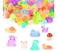 80 Pcs Mini Resin Animals,Luminous Glow in The Dark Miniature Resin,8 Styles Tiny Figures Turtle Frogs Mushrooms Pig Ducks Dinosaurs Ornaments for Fairy Garden Dollhouse Decor DIY Craft