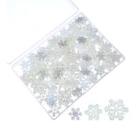 80 Pcs Mini Resin Snowflakes Ornament Christmas Decorations, 3 Sizes Glitter Plastic Mini Snowflake Christmas Charms with Storage Box for Embellishments Winter Party DIY Craft Decoration(White/Clear)