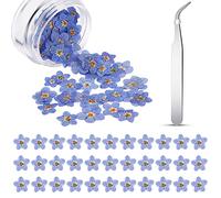 80 Pcs Natural Forget Me Not Dried Flowers Don't Forget Me Pressed Flowers Blue Dry Real Dried Pressed Flowers with Elbow Tweezers For Resin Scrapbooking DIY Jewellery Card Candle Craft Nail Decor