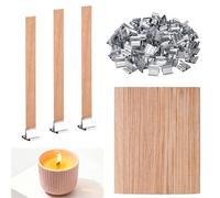 80 PCS Natural Wood Candle Wicks Kit with Iron Stands - 5 Inch / 13cm Trimable Smokeless Wooden Wicks for Handmade DIY Scented, Soy, Beeswax Candles - Premium Candle Making Craft Supplies for Home