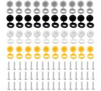 80 Pcs Number Plate Screws and Caps,40 Screws and 40 Caps Set Number Plates Fixing Kit Easy Installation for Car License Plate Fixing Devices(Yellow,White,Gray and Black 10 Each Color)