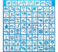80 PCS Ocean Theme PET Stencils for Painting, Reusable Animal Templates for Wall Decor Journal Scrapbooking Home DIY Crafts, Art Stencils for Adults