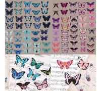 80 Pcs PET Butterfly Decorative Decals, Butterflies Sticker Set, Self-Adhesive Butterfly Stickers, for Scrapbook, Crafts,DIY Arts, Water Bottles, Phone Cases Laptops