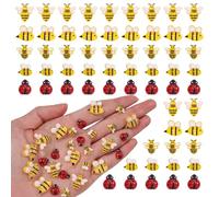 80 Pcs Resin Bee for Crafting, Flatback Resin Ladybird Bumble Bees Honey Tiny Bee Decoration for DIY Wreath Embellishments and Bees Themed Party Supplies