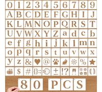 80 PCS Reusable Letter Stencils, 3 Inch Number and Alphabet Stencils, Symbol Pattern Stencil for Painting DIY Crafts on Wood, Wall, Rock, Signage, Door Porch