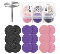 80 Pcs Sanding Paper Discs with Metal Nail Drill Bit, 25mm Pedicure Disc Foot Drill Replacement Sanding Discs for Nail Drilling Bit, Pedicure Tools, Foot Files (#80#150#240 Grit)