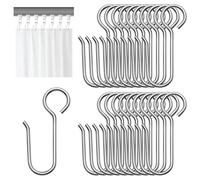80 Pcs Silver Curtain Track Hooks, S Shaped Shower Curtain Hooks for Tracks and Rails, Stainless Steel Curtain Hooks for Door Window Bathroom Curtain