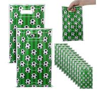80 Pcs Soccer Gift Bags, Plastic Soccer Goodie Bags Football Party Favors Football Treatbag Candy Bag Snack Bag Soccers Ball Bages for Team Party Kids Birthday Parties Decorations (Green)