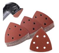 80 Pcs Triangle Sandpaper Sanding Sheets 6 Holes Hook and Loop Assorted 40/60/120/180/240/320/400/600 Grits for Sanding Machine