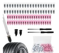 80 Pcs Tyre Repair Kit Rubber Nails With 2 Screwdriver, Self-Service Car Puncture Repair Kit, Vacuum Tyre Fast Repair Tool Vacuum Tyre Repair Nail, For Car, Motorcycle, Suv, Off-Road Vehicle, Black