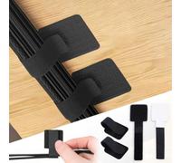 80 Pcs Under Desk Cable Management Self Adhesive Under Desk Cable Tidy Adjustable Hook and Loop Ties Reusable Wire Management Hider for Wires Home and Office (Black)