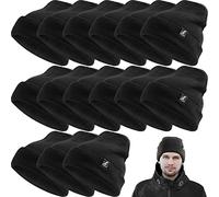 80 Pcs Unisex Winter Beanie Hats Bulk Knitted Hats with Fleece Lining Warm Cozy Double Layers for Cold Weather Bulk Donation, Black, One size