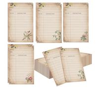 80 Pcs Vintage Library Cards Due Date Note Catalog Library Checkout Cards Reading List Bookmark for School Fans Readers Record Keeping, Tracking, Organizing, Storage (Flower)