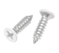 80 PCS White Head Self Tapping Screws - 304 Stainless Steel Flat Head Screw for Wood & Furniture (M4 x 16mm)