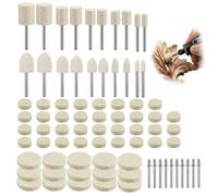 80 PCS Wool Felt Polishing Wheel Kit for Dremel Rotary 1/8" 3mm | Drill Buffing Kit with Metal Shank Felt Polishing Bits Pads Polishing Tool Accessories for Jewelry Glass Resin Stone Watch