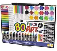 80 Piece Children’s Art Set with Carry Case - Complete Kids Painting & Drawing Kit with Crayons, Markers, Oil Pastels, Watercolours & Art Accessories - Creative Gift for Boys & Girls
