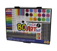 80 Piece Children's Art Set & Gift Case Paints Crayons Pastels Pens Grafix