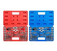 80-Piece Premium SAE and Metric Tap and Die Set - SAE Inch Size #4 to 1/2” and Metric Size M3 to M12, with Coarse, Fine and Pipe Threads | Essential Threading Kit with Complete Handles and Accessories