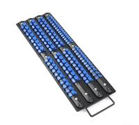 80-Piece Socket Rail Organizer for 1/4, 3/8 & 1/2 Inch Drive Wrench Holders, Heavy Duty ABS Tray with Lock Clips for Drawer or Bench Storage, Blue