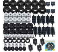80-piece technology replacement parts, technology wheels, tyres, rim and axle set, compatible with technology sets, wheels set - ideal for construction projects and vehicle constructions