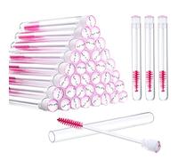 80 Pieces Disposable Mascara Brushes Tubes Set, 40 Pieces Empty Mascara Wand Tube with 40 Pieces Eyelash Brush Makeup Tool Cleaning Brush for Eyelash Extension (Pink Eyelash Style)