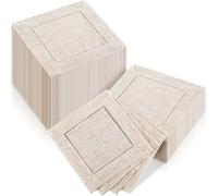 80 Pieces Linen Cocktail Napkins Bulk 6 x 6 Inch Cloth Cocktail Napkins Small Hemstitch Fabric Napkin Coaster Reusable Linen Napkins for Party Wedding Bar Beverage Coffee Dessert(Natural Linen Color)