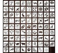 80 Pieces Mix Flower Painting Stencils,Butterfly Bird Plastic Drawing Templates for DIY Canvas Fabric Wall Decors Art Kit,Reusable Spring Stencil for DIY Lovers Painting Supplies (7.62x7.62cm)