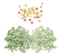 80 Pieces Of Leaf And Flower Beads, Green Leaf Craft Beads, Beaded Pendants, Green Leaf Loose Beads With Holes, Green Leaf Flower Pendants, Suitable For Diy Handicrafts