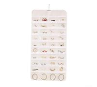 80 Pocket Dual-Sided Hanging Jewelry Organizer Featuring 360 Degree Rotating Hanger, Transparent PVC for Fast Jewelry Viewing and Selection (White)