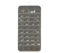 80 Pocket Dual-Sided Hanging Jewelry Organizer Featuring 360 Degree Rotating Hanger, Transparent PVC for Fast Jewelry Viewing and Selection (Grey)