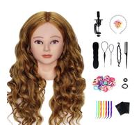 80% Real Hair Mannequin Head, TwoWin 26" (66cm) Styling Head, Hairdressing Training Head, for Hair Training, Manikin Cosmetology, Hair Doll Head with Table Clamp Holder, Hair Accessories