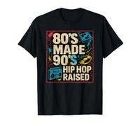 80’s Made, 90’s Hip Hop Raised Retro Hip Hop Music Design T-Shirt