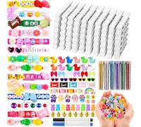 80 Set Cheer Pins Spirit Clips Clothes Wooden Pins for Backpacks Include 90 Mini Resin Animals 30 Mini Bows 500 Beads Cheer Clothespins Decorations Ribbon Team Classroom Cheer Gifts Bulk（White）