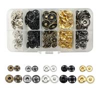 80 Sets 10mm/15mm Metal Snap Buttons Brass Sew On Snap Fasteners for Purse, Handbag, Clothes, Shoes and Hats Sewing Repair(5 Colors)