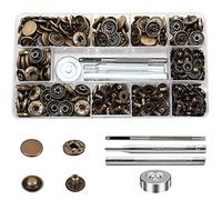 80 Sets Leather Snap Fasteners Kit, BetterJonny 15mm Metal Snap Buttons Heavy Duty Press Studs Antique Brass Poppers with 4 Setter Tools for Clothes Bracelet Jackets Jeans