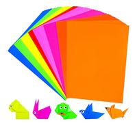 80 Sheets Fluorescent Coloured Cardstock - 8 Colours Art Crafts Construction Paper, A4 Size 65lb/180gsm Bright Colour Card Stock Paper for Printer, Cards Making, Invitations, Scrapbooking PAC07
