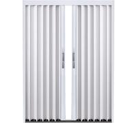 80" Tall White Accordion Sliding Closet Doors Double Folding Door with Lock & Handle Aluminum Frame for Basement Patio & Pergola 62" W x 80" H