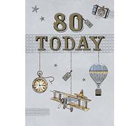 80 TODAY BIRTHDAY CARD BLUE & GOLD MALE BIRTHDAY CARD H882